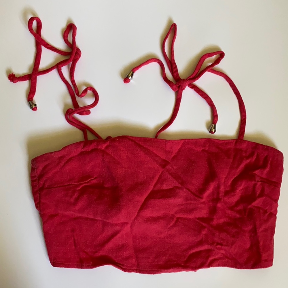 Red tie crop top